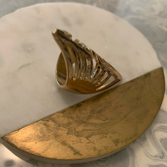 Gold Geometric Oversized Ring - Picture 4 of 5
